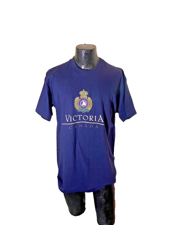Other - Vintage Victoria Canada T Shirt Mens Large L Navy Blue Crest Fruit of the Loom